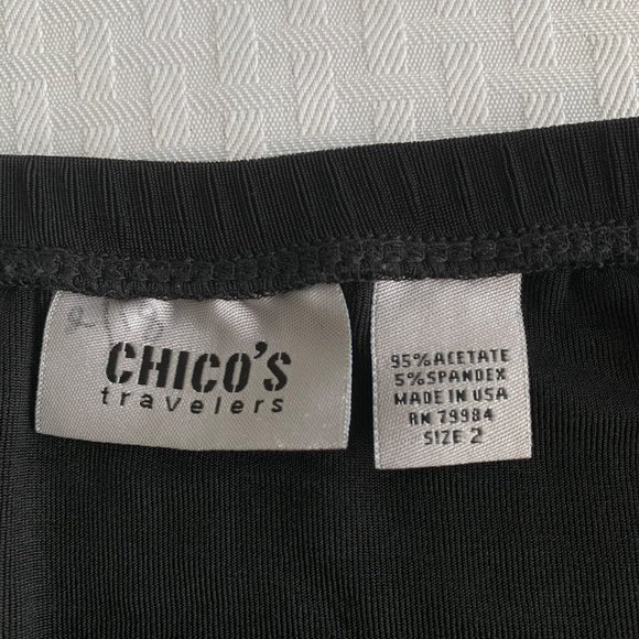 Chico’s Travelers Skirt Chico’s 2 Or Large Black Pull On Stretch Peplum Slinky - Picture 2 of 9